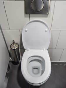 Toilet in a public bathroom similar to the one Dylan Butler hid in before the Perry School Shooting