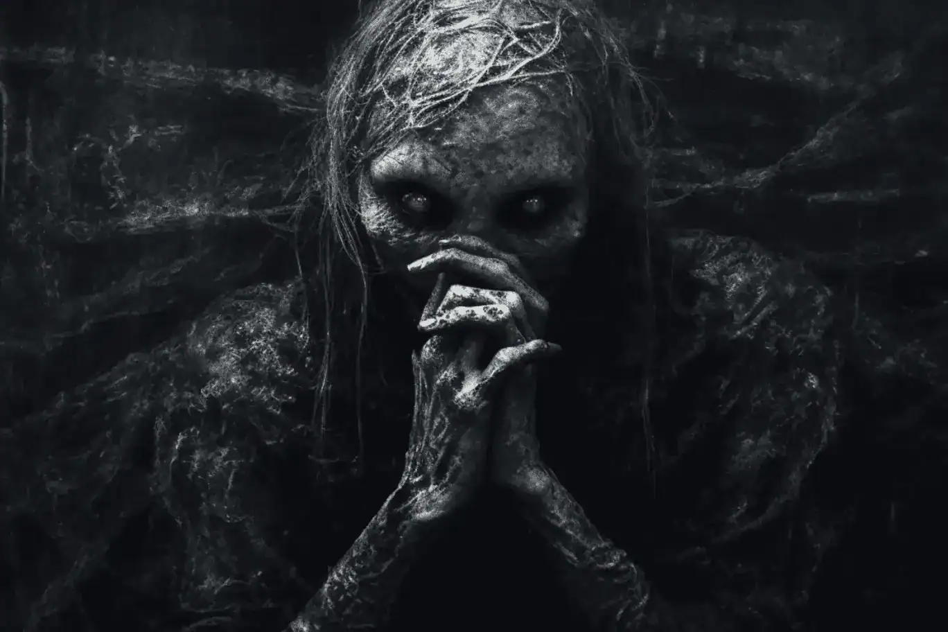 sleep paralysis demon in black and white