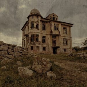 spend the night in a haunted house wrinkled photograph
