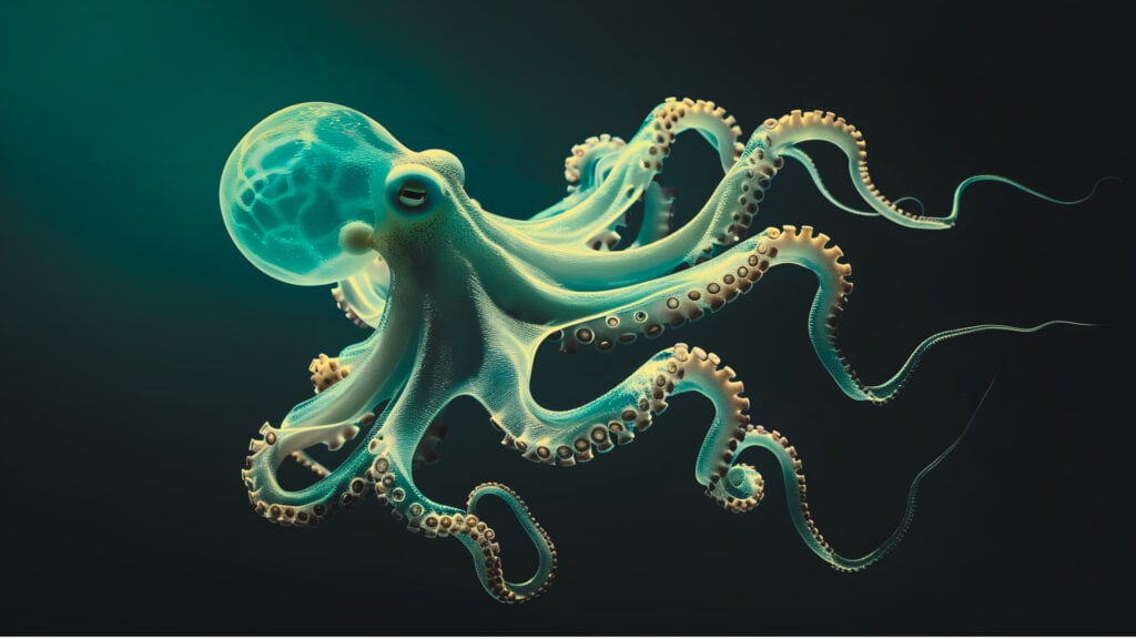 Flowing octopus tentacles