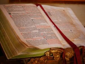 old bible on stand