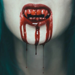 vampire mouth symbolizing risks with drinking human blood