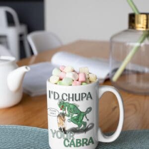 chupacabra mug with hot chocolate