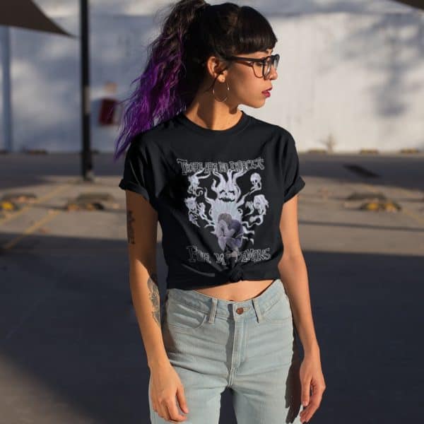 alt girl posing in demon shirt for charity
