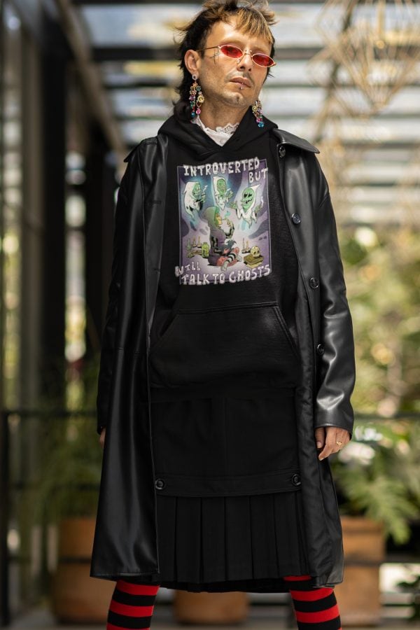 Introverted But Will Talk to Ghosts Hoodie - Image 3