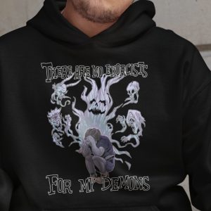 demon hoodie with words "no exorcists for my demons"