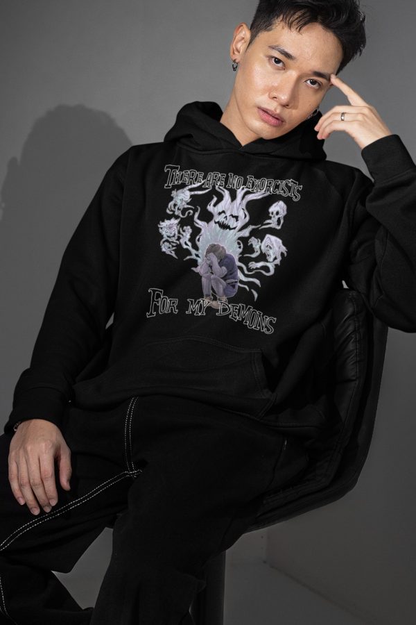 goth in demon hoodie for charity