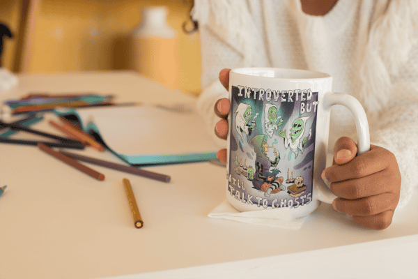 Introverted But Will Talk to Ghosts 15oz Mug - Image 3