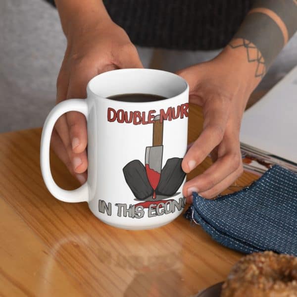 large morbid humor coffee mug for true crime fans