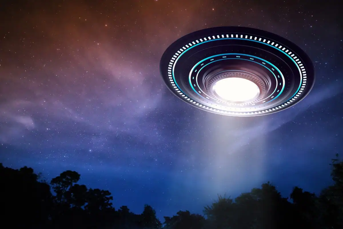 UFO sighting in the night sky