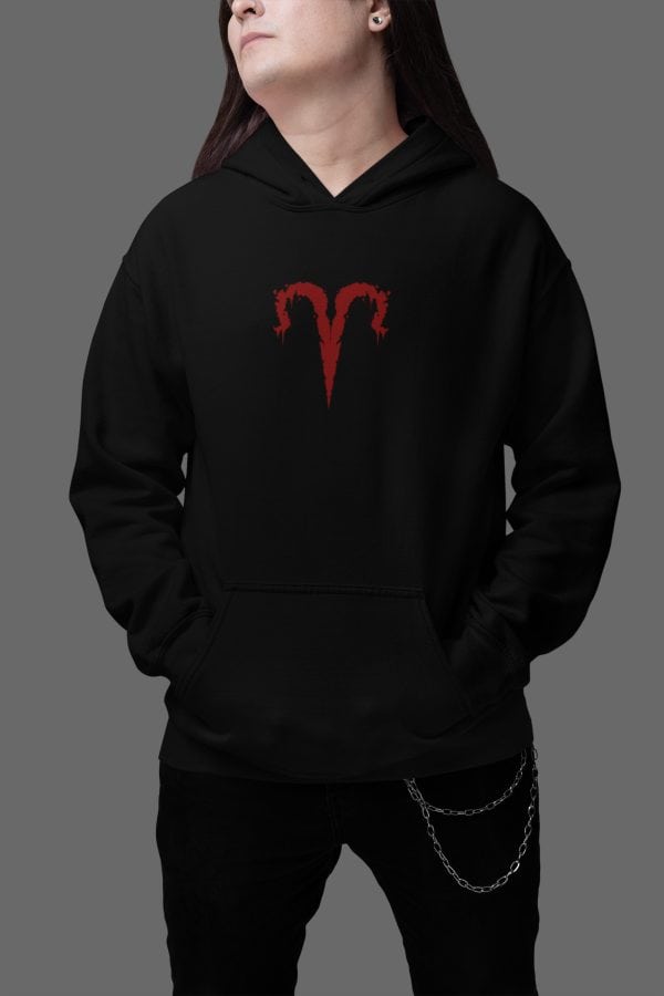 goth man in twisted aries horoscope hoodie