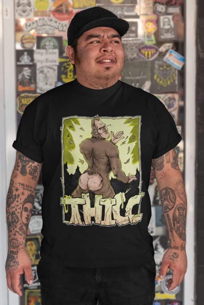 thicc alternative bigfoot t shirt for goths and punks