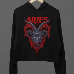 aries horoscope cropped hoodie on hanger