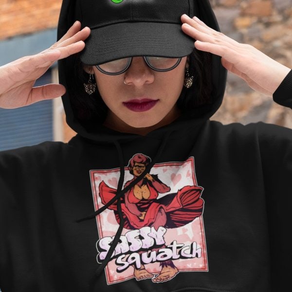 goth punk chick in cropped bigfoot hoodie for women