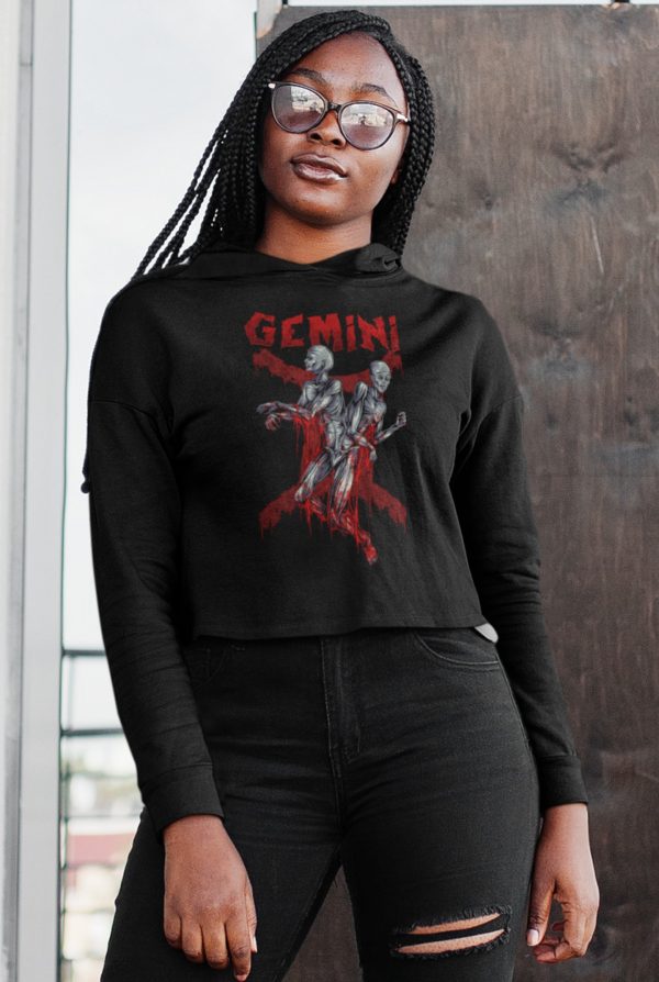 Gemini Zodiac Cropped Hoodie - Image 3