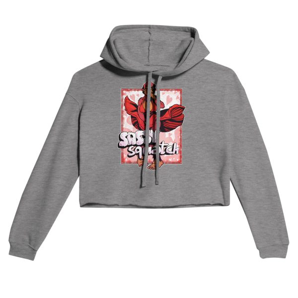 gray funny bigfoot hoodie with cropped fit