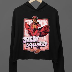 sassysquatch cropped hoodie on hanger