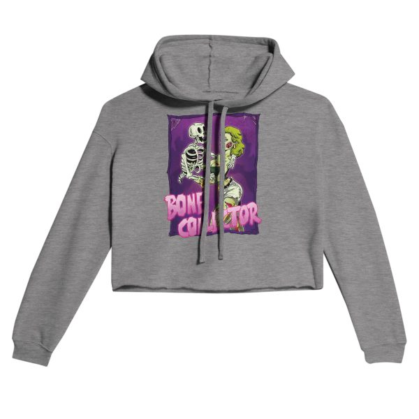gray cropped skeleton hoodie for grunge girls