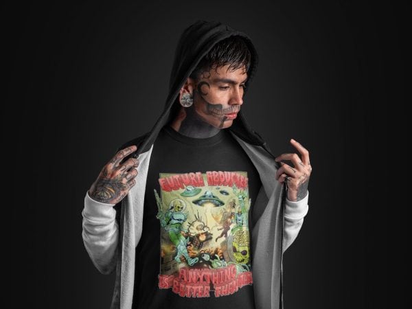 Alien invasion tee on tattooed alternative model