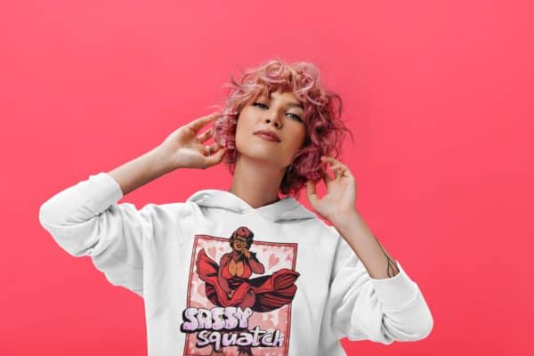 pastel goth in white marilyn monroe bigfoot hoodie