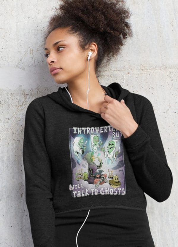 Introverted but Will Talk to Ghosts Cropped Hoodie - Image 4