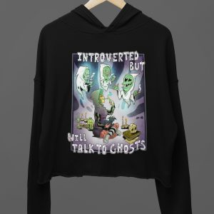 cropped goth introvert hoodie on hanger