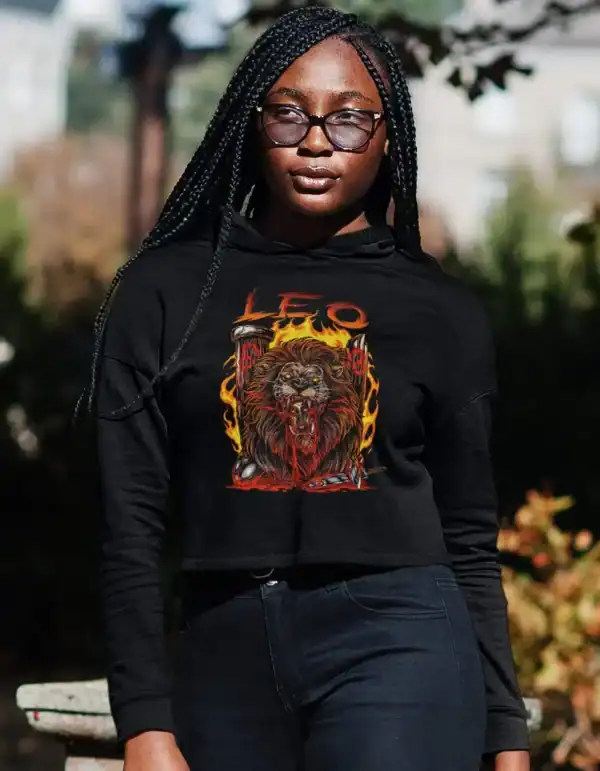 Leo Zodiac Cropped Hoodie - Image 3