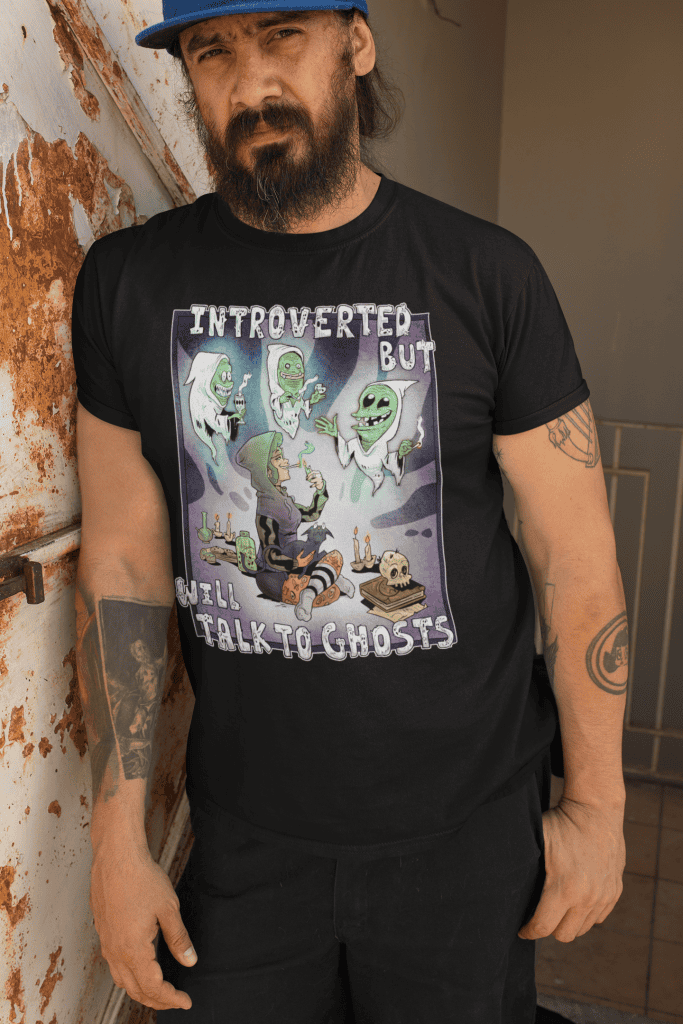 punk skater dude in funny introvert humor t shirt