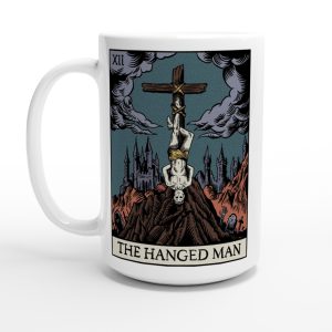 15oz white ceramic the hanged man tarot card design coffee cup
