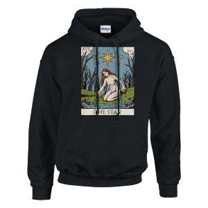 the star tarot card design hoodie - black