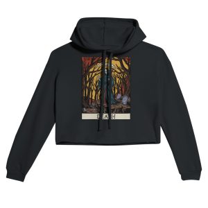 death tarot card design cropped hoodie - black - flat lay