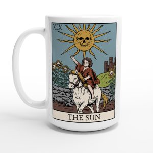 15oz white ceramic the sun tarot card design coffee cup