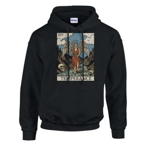 temperance tarot card design hoodie - black