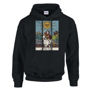 the sun tarot card design hoodie - black