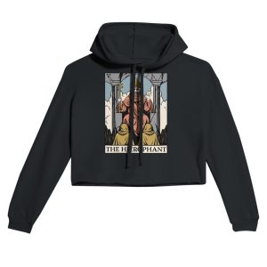 the hierophant cropped hoodie - flat lay - black