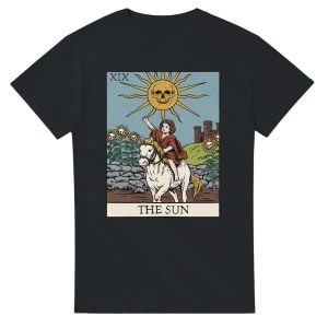 the sun tarot card design t shirt in black