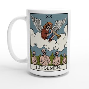 15oz white ceramic judgement tarot card design coffee cup
