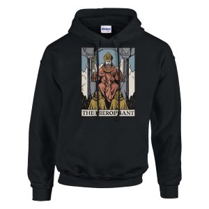 the hierophant tarot hoodie in black