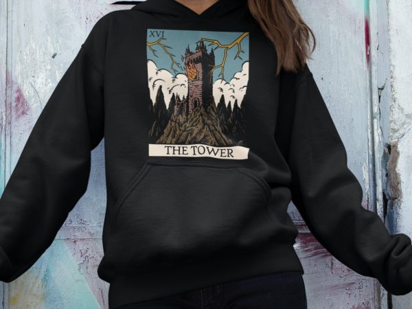 xvi. The Tower Tarot Hoodie - Image 3