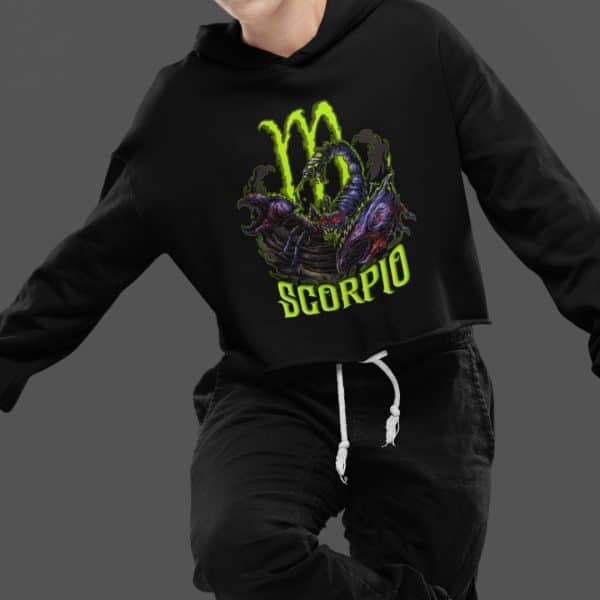 Scorpio Zodiac Cropped Hoodie - Image 5