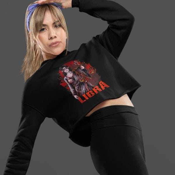Libra Zodiac Cropped Hoodie - Image 3