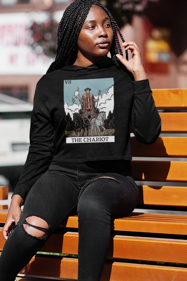 vii. The Chariot Tarot Cropped Hoodie - Image 3