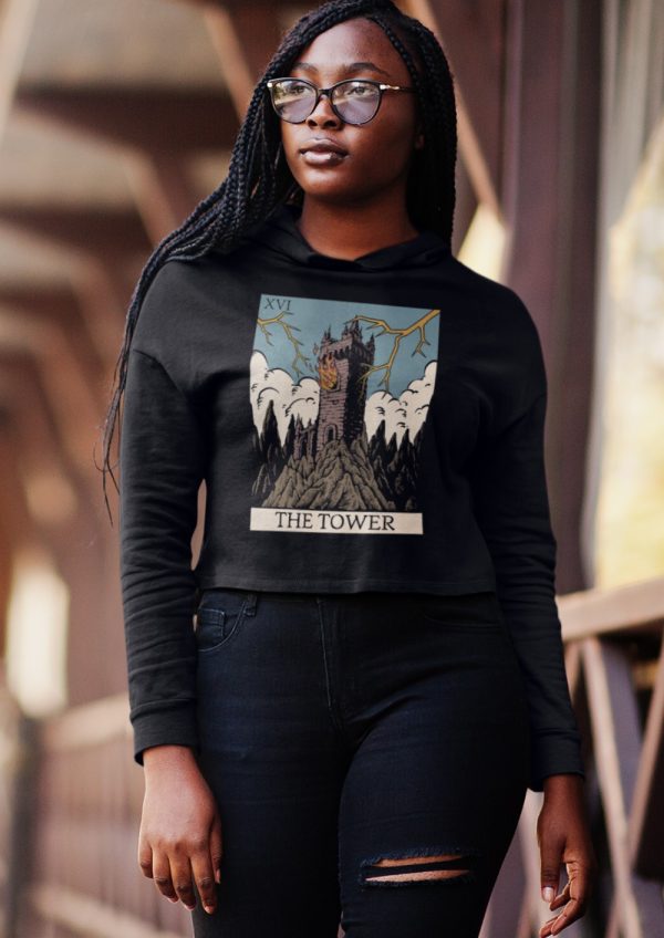 xvi. The Tower Tarot Cropped Hoodie - Image 3