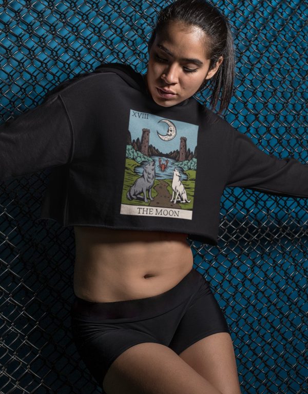 xviii. The Moon Tarot Cropped Hoodie - Image 3