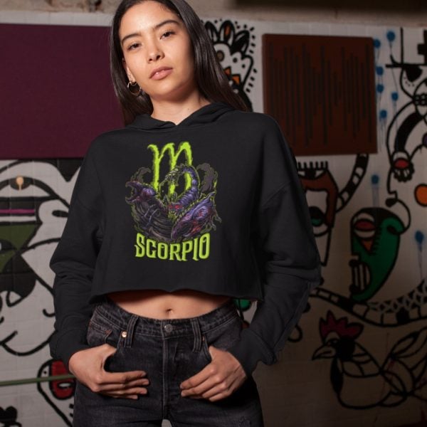 Scorpio Zodiac Cropped Hoodie - Image 3