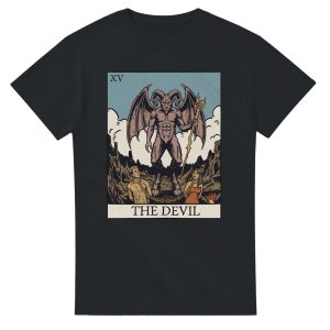 the devil tarot card design t-shirt - black - flat lay