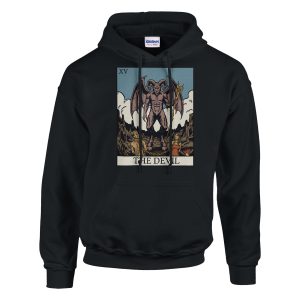 The Devil tarot card design hoodie - black