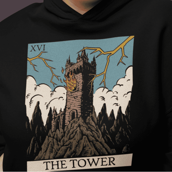xvi. The Tower Tarot Cropped Hoodie - Image 4