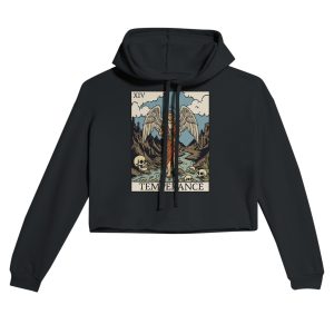 temperance tarot card design cropped hoodie - black - flat lay