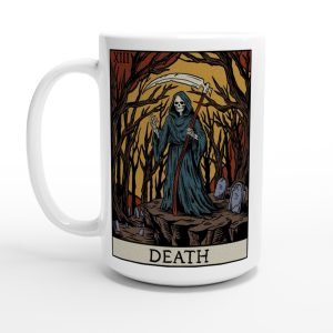 15oz white ceramic death tarot card design coffee cup